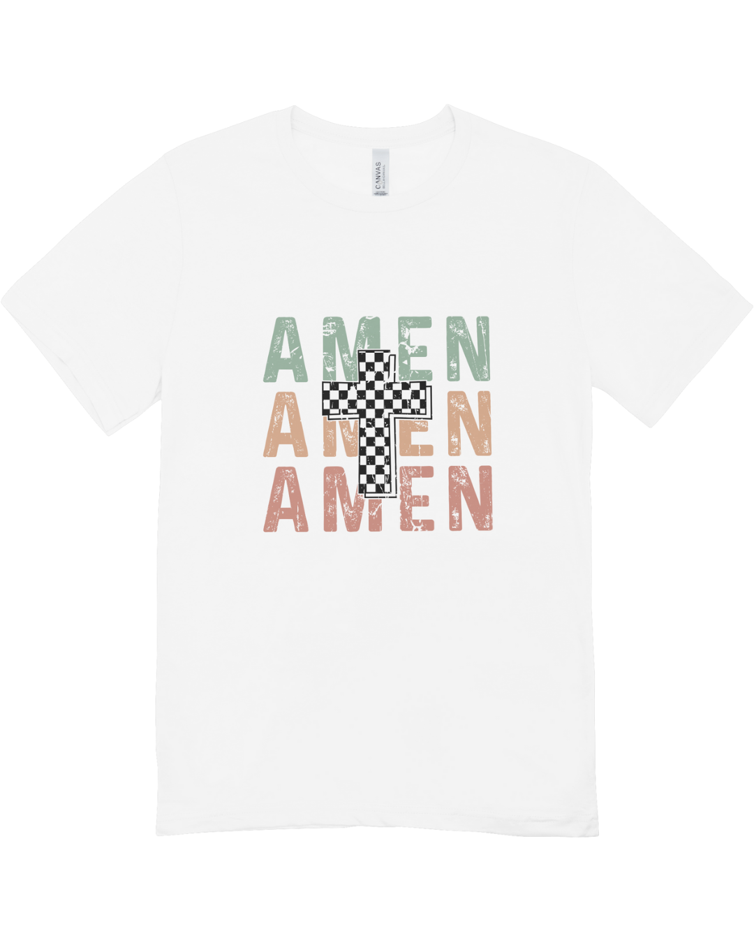 AMEN Checkered Cross T-Shirt